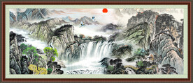 招财山水画 