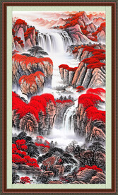 山水竖幅 