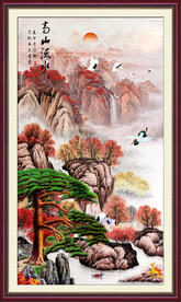 迎客松山水画