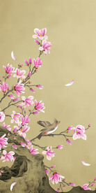 玉兰花鸟