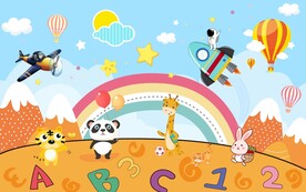 卡通动物可爱字母背景墙