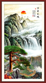 迎客松山水画