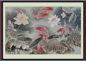 荷花国画