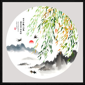 国画柳树