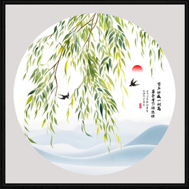 春天水墨中国风国画
