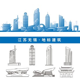 无锡地标建筑江苏无锡城市剪影