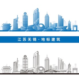 无锡地标建筑江苏无锡城剪影