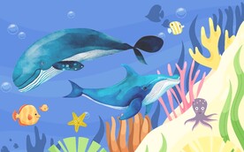 卡通鲸鱼海洋世界