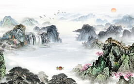 大气 高端中式山水 Tif分层