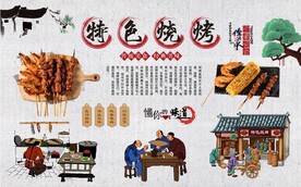 烧烤背景墙