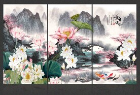 荷花国画