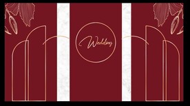 红金色百合花朵花纹婚礼背景