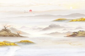 新中式水墨意境山水背景墙