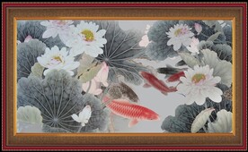 荷花国画 