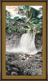 聚宝盆山水画 