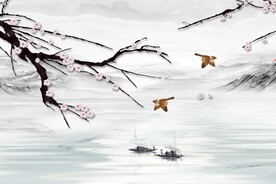 中式梅花山水
