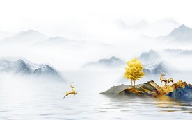 简约山水背景墙