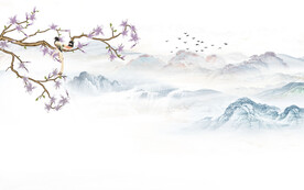 现代简约风格山水背景墙
