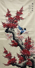 梅开五福手工画