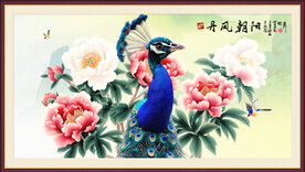 国画牡丹孔雀图