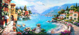 唯美地中海风景油画