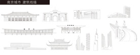手绘南京城市建筑