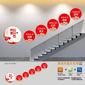 清廉国企楼梯文化墙