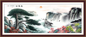 迎客松国画山水迎客松