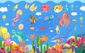 卡通海底乐园背景墙图片
