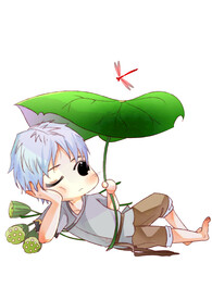 卡通古装银发小男孩