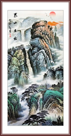 竖幅国画山水