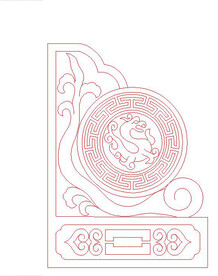 石雕线雕洋花抱鼓精雕图矢量雕刻