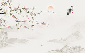 新中式花鸟画背景墙