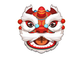 舞狮矢量插画