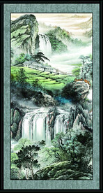竖幅山水画 