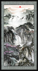 竖幅国画山水