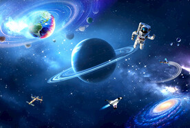 银河星球外太空陨石宇宙卫星背景
