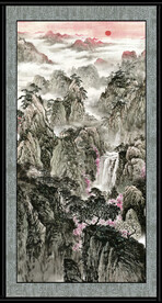 竖幅国画山水 