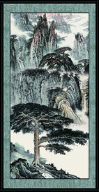 竖幅国画山水 