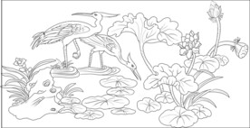 白描荷花 