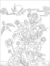 白描荷花 