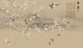 国画花鸟背景