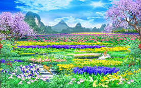 清新自然花海背景墙