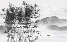 竹林山水背景墙