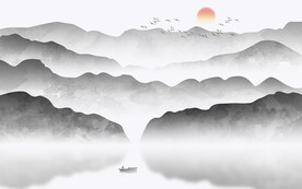 意境水墨山水画装饰画风景画