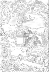 白描山水