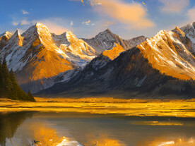 手绘油画金山