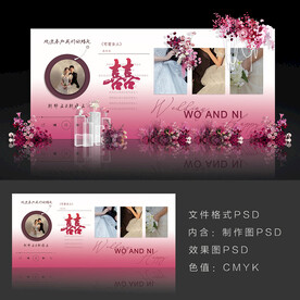 玫粉色照片墙婚礼怡久吧