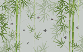 欧式手绘竹子壁画背景墙