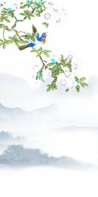 新中式水墨山水玄关背景
